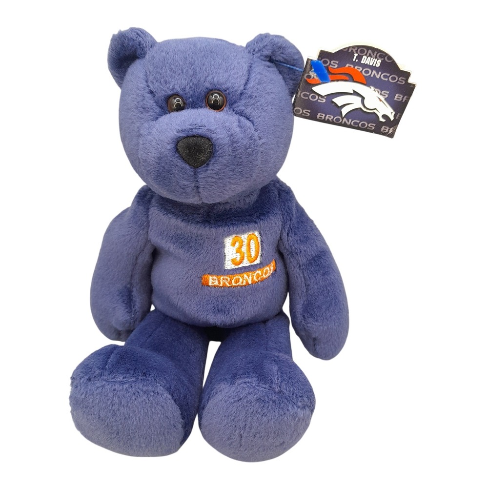 Limited Treasures Denver Broncos Terrell Davis 30 Pro Bear Plush Navy Blue NFL